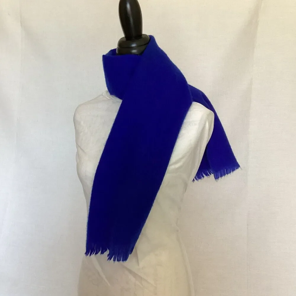 Cobalt Blue Brushed Acrylic Neck Warmer Scarf for Men or Women Vintage 80s